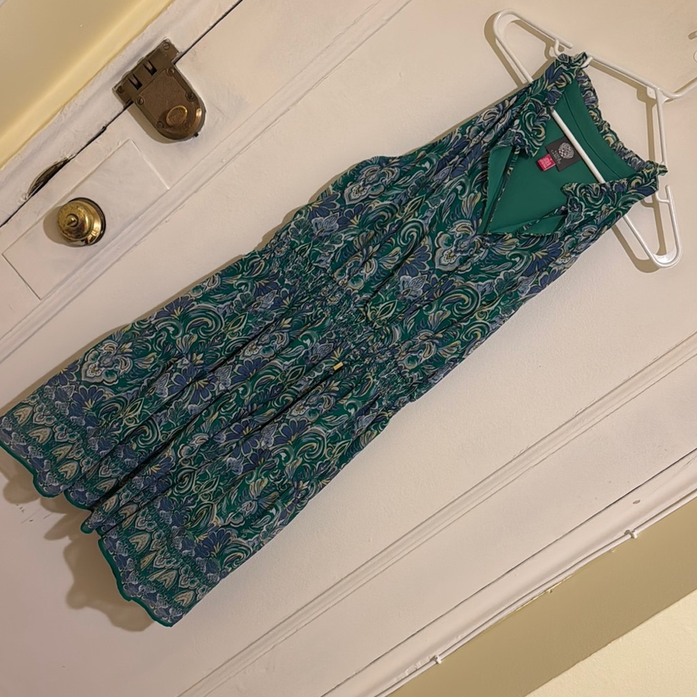 Vince Camuto Green and Blue Halter Midi Sundress